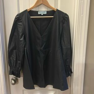 Tuckernuck faux leather blouse